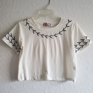 SHEIN White Embroidered Crop Top